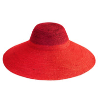 The Riri Duo Jute Straw Hat In Red & Maroon BrunnaCo