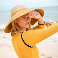 The Riri Duo Jute Straw Hat In Nude & Golden Yellow BrunnaCo