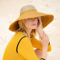 The Riri Duo Jute Straw Hat In Nude & Golden Yellow BrunnaCo