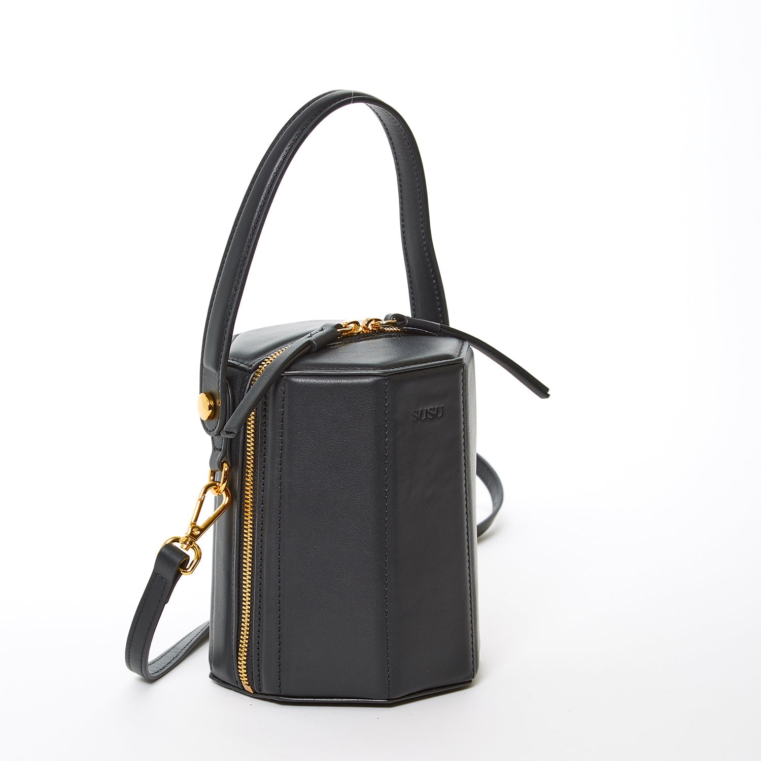 Black Purse Leather Bucket Bag Small Crossbody Purse Women's Handbag SUSU