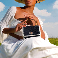 AIRMAIL Mini Crochet Handbag In Black & White - Diazza