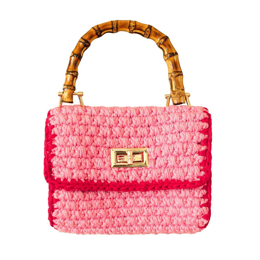 AIRMAIL Mini Crochet Handbag In Pink & Red - Diazza