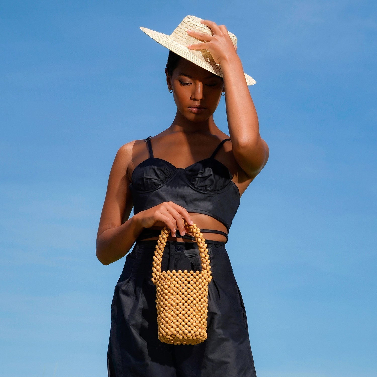 ALILA Wooden Beads Bucket Bag - Diazza