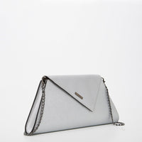 ANGELICA — Metallic Silver Saffiano Leather Clutch & Crossbody Bag - Diazza