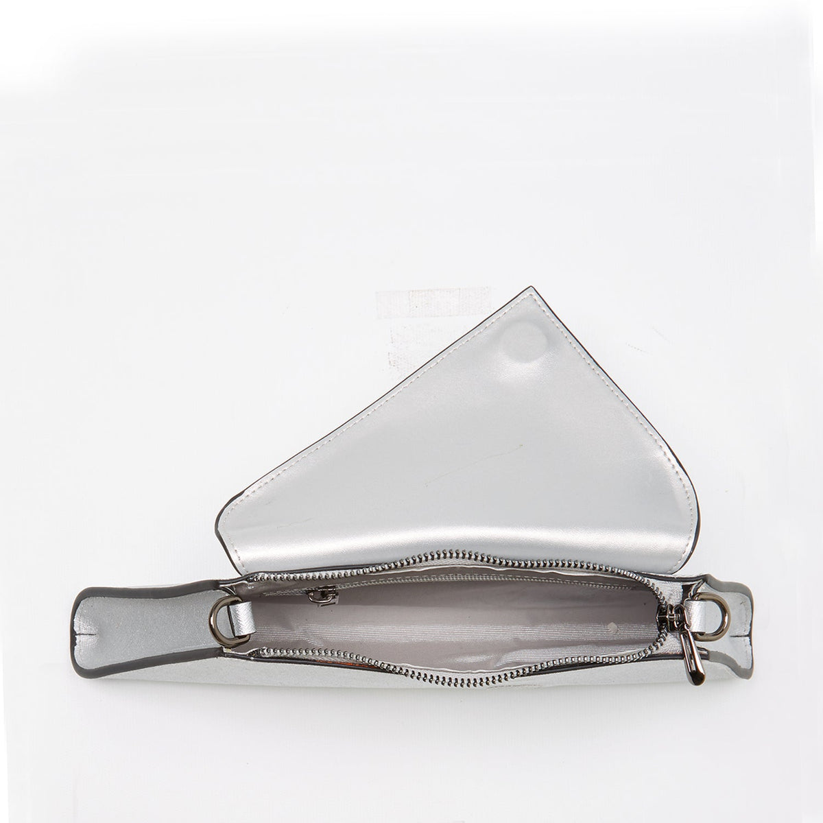 ANGELICA — Metallic Silver Saffiano Leather Clutch & Crossbody Bag - Diazza