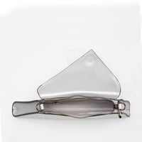 ANGELICA — Metallic Silver Saffiano Leather Clutch & Crossbody Bag - Diazza