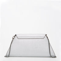 ANGELICA — Metallic Silver Saffiano Leather Clutch & Crossbody Bag - Diazza