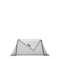 ANGELICA — Metallic Silver Saffiano Leather Clutch & Crossbody Bag - Diazza