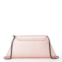 ANGELICA — Rose Gold Metallic Leather Clutch & Crossbody Bag - Diazza