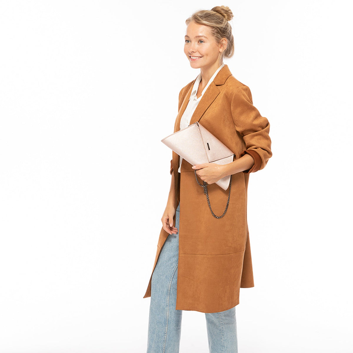 ANGELICA — Rose Gold Metallic Leather Clutch & Crossbody Bag - Diazza