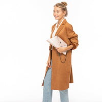 ANGELICA — Rose Gold Metallic Leather Clutch & Crossbody Bag - Diazza