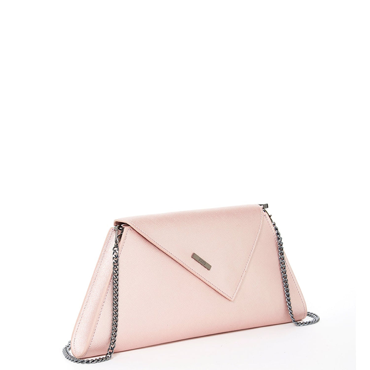 ANGELICA — Rose Gold Metallic Leather Clutch & Crossbody Bag - Diazza