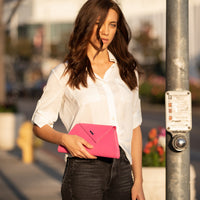 Hot Pink Purse Leather Clutch Bag Crossbody Evening Purse Unique Women's Handbag SUSU