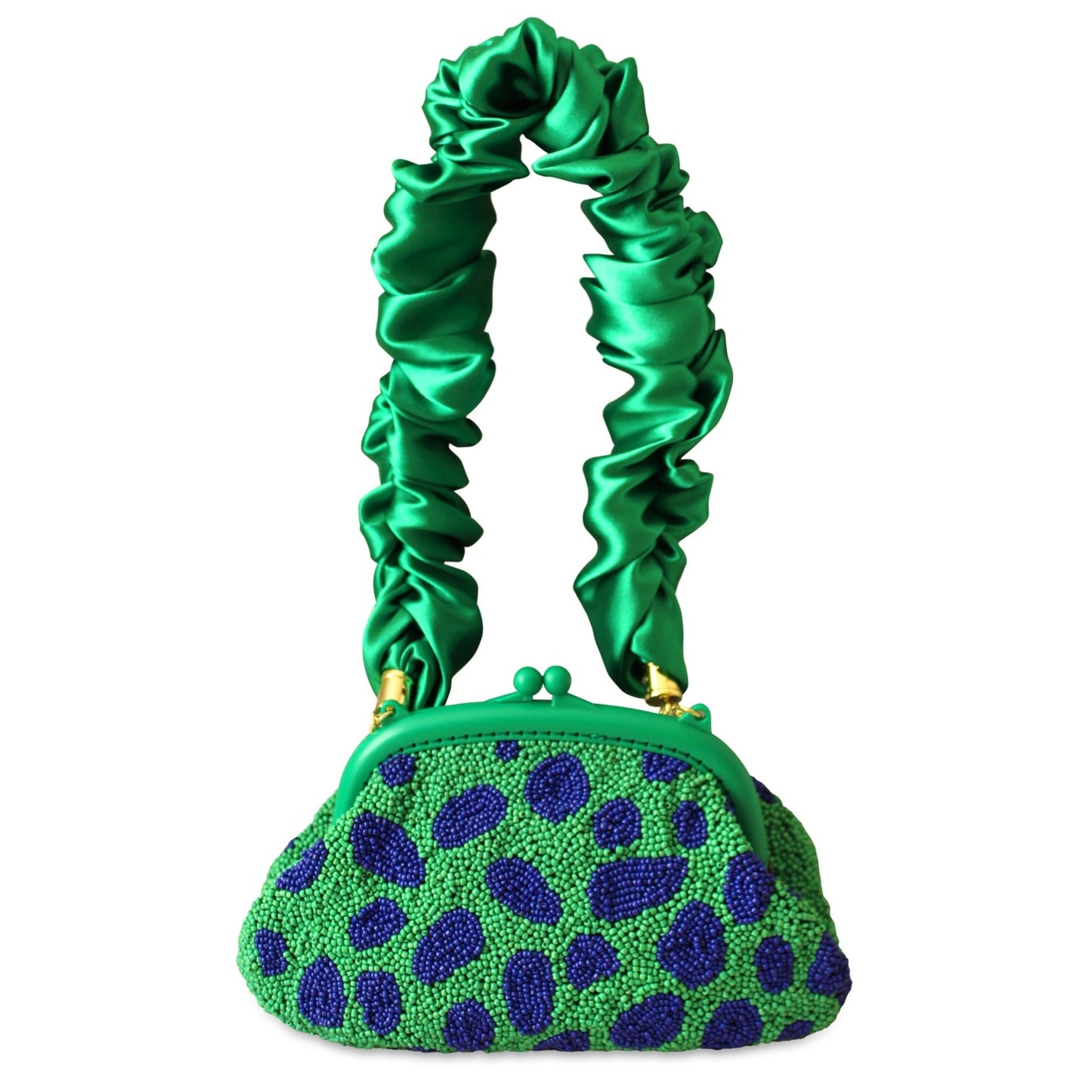 ARNOLDI JADE Hand - beaded Clutch Bag In Lush Green & Blue - Diazza