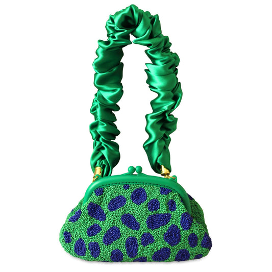 ARNOLDI JADE Hand - beaded Clutch Bag In Lush Green & Blue - Diazza