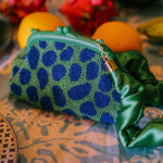 ARNOLDI JADE Hand - beaded Clutch Bag In Lush Green & Blue - Diazza