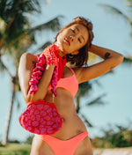 ARNOLDI JEAN Hand - beaded Clutch, in Red & Pink - Diazza