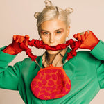 ARNOLDI JEAN Hand - beaded Clutch, in Red & Pink - Diazza