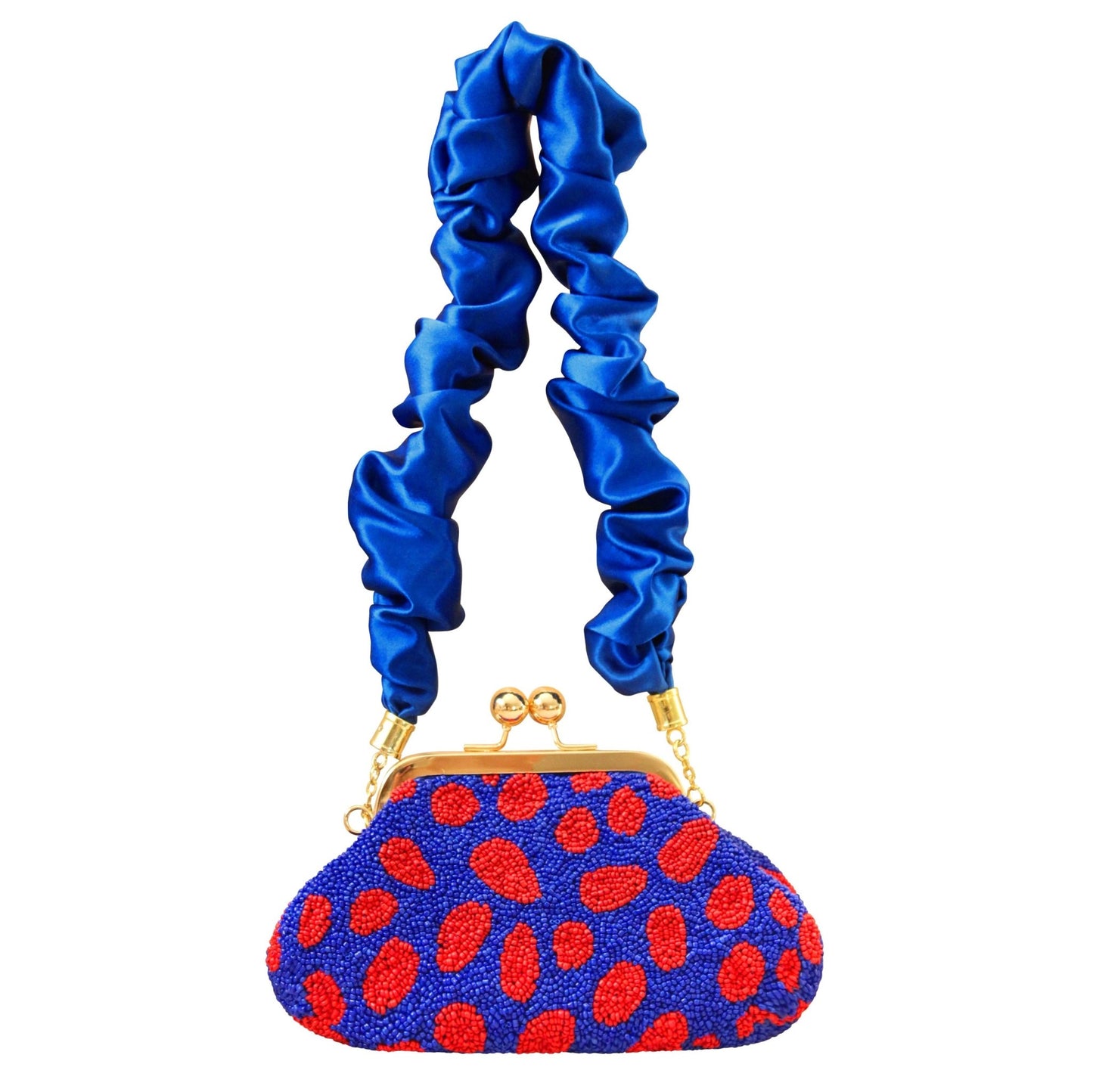ARNOLDI Mandy Hand - beaded Clutch, in Savoy Blue & Red - Diazza