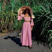 ARUM Flared Bamboo Top in Blush Pink - Diazza