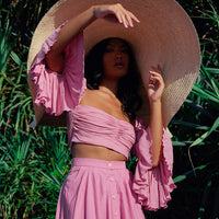 ARUM Flared Bamboo Top in Blush Pink - Diazza