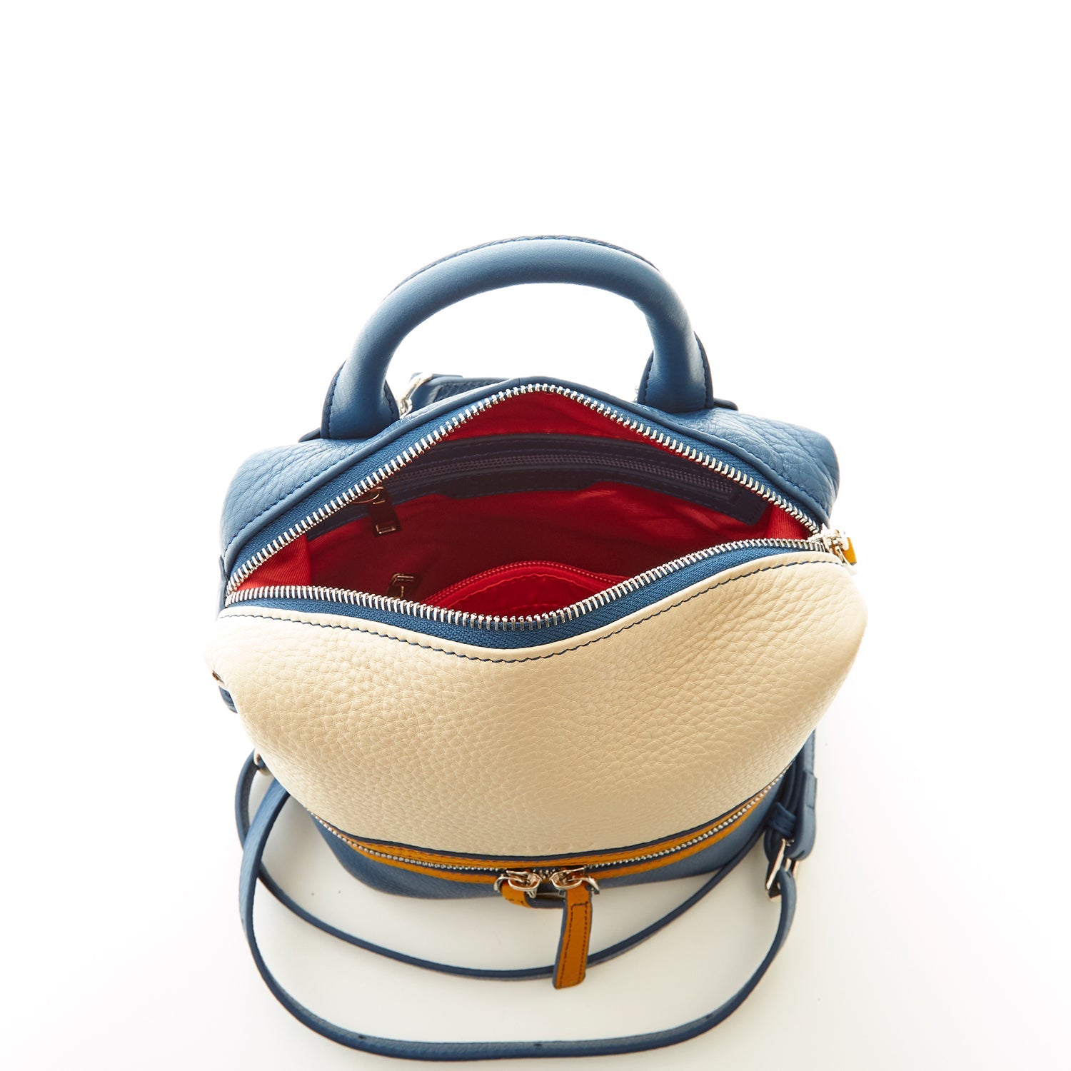 Blue Leather Backpack Purse for Women Convertible Crossbody Bag Medium Size with Front and Back Pockets SUSU