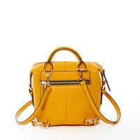 Leather Backpack for Women  Yellow Purse Convertible Crossbody Bag Medium Size with Front and Back Pockets SUSU
