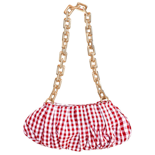 AWAN Ruffle Bag, in Red Gingham - Diazza