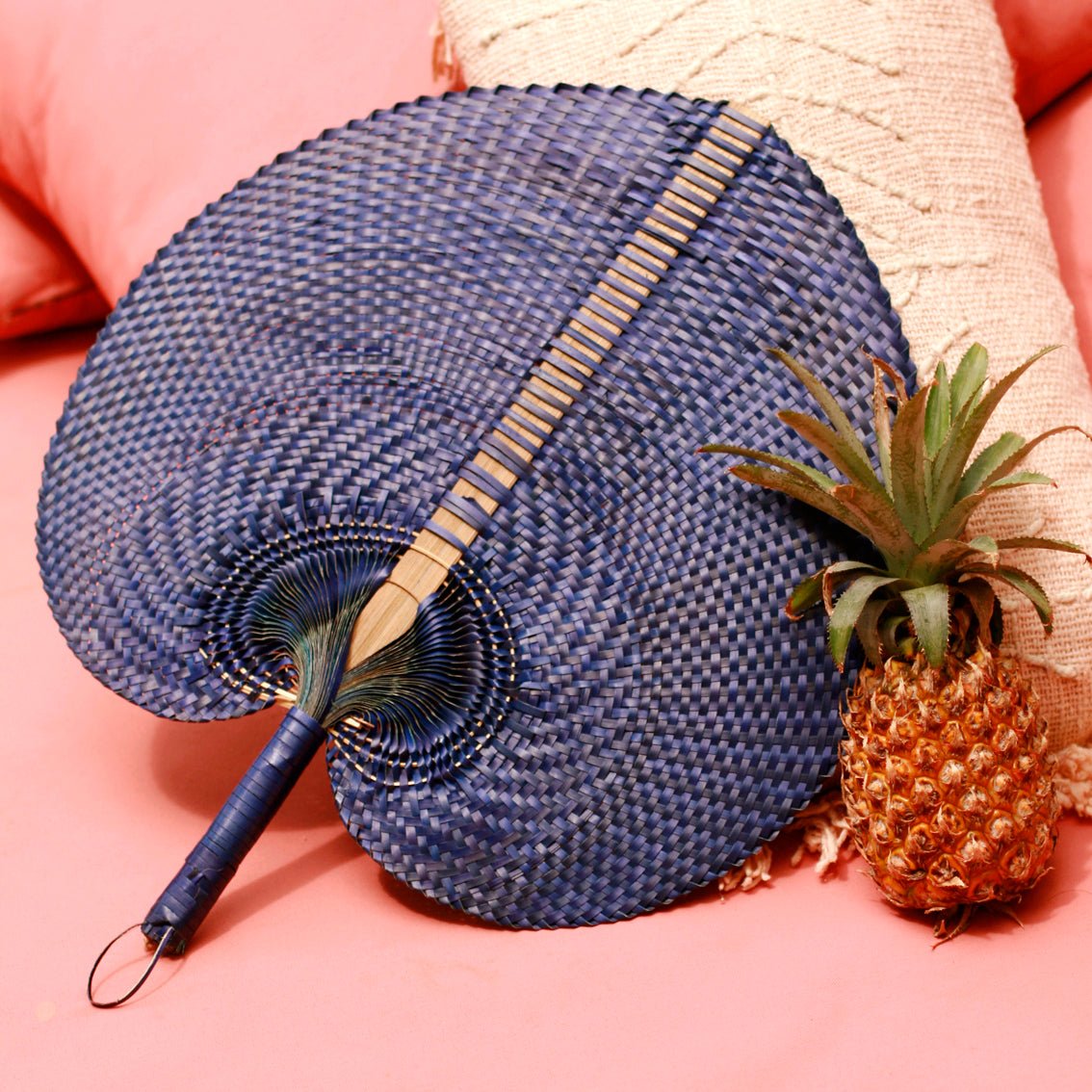 Balinese Woven Hand Fan "Azure" - Diazza