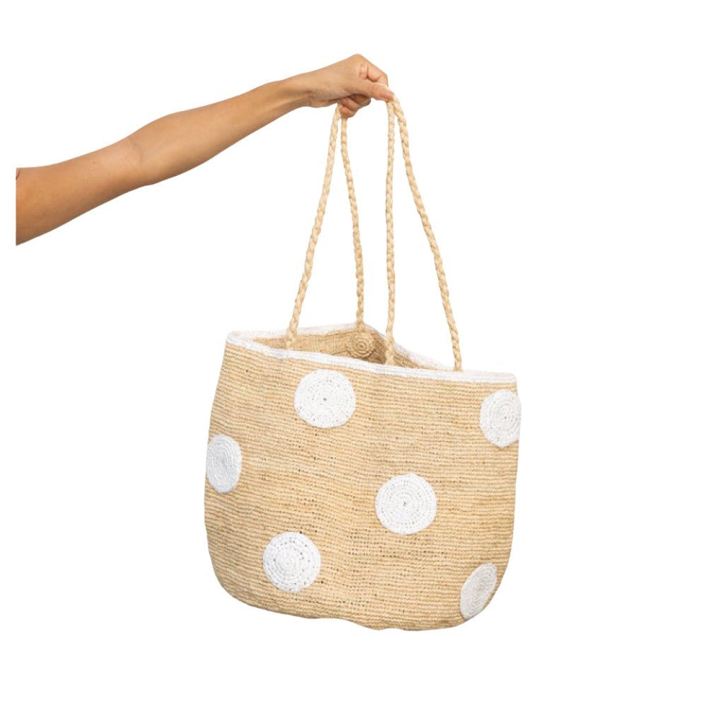 BISCOTTY — Madagascar Handmade Raffia Bucket Beach Tote Bag, Natural - Diazza