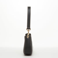 Leather Baguette Bag East West Black Purse SUSU