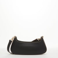 Leather Baguette Bag East West Black Purse SUSU