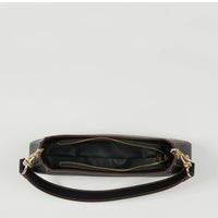 Leather Baguette Bag East West Black Purse SUSU