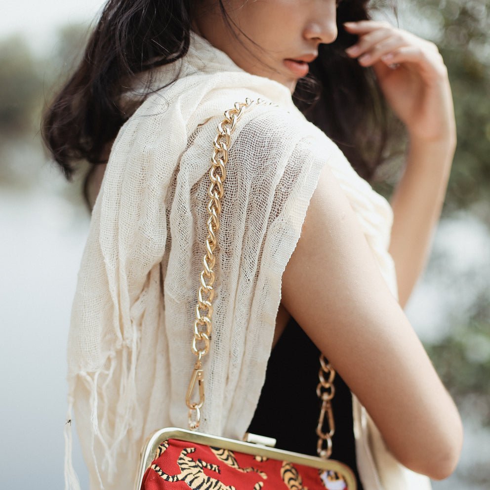 Blanco Hand - loomed Raw Cotton Scarf - Diazza