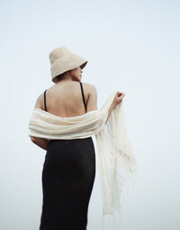 Blanco Hand - loomed Raw Cotton Scarf - Diazza