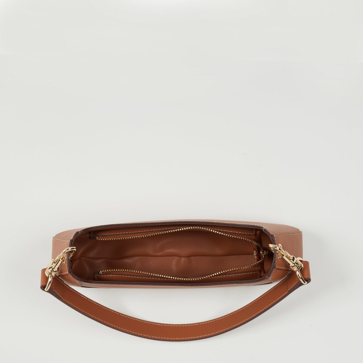 Brown Leather Baguette Bag - Women's Small Shoulder Handbag with Adjustable Strap - Diazza
