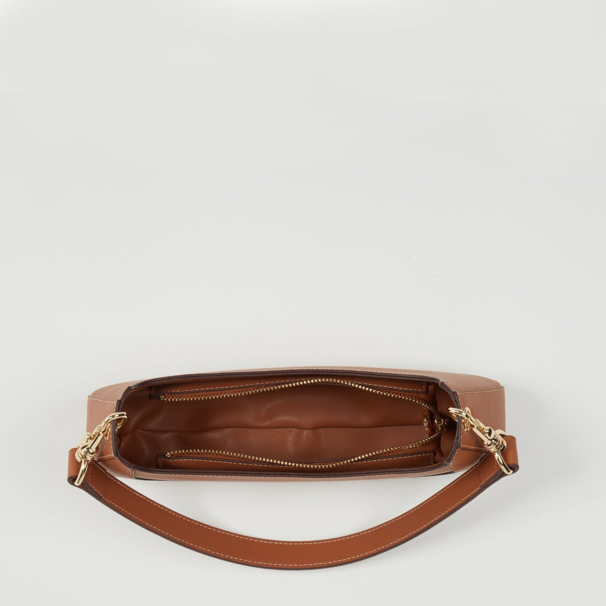 Emily Leather Baguette Bag East West Brown Purse SUSU