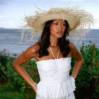 CATALINA Frayed Straw Hat In Nude - Diazza