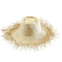CATALINA Frayed Straw Hat In Nude - Diazza