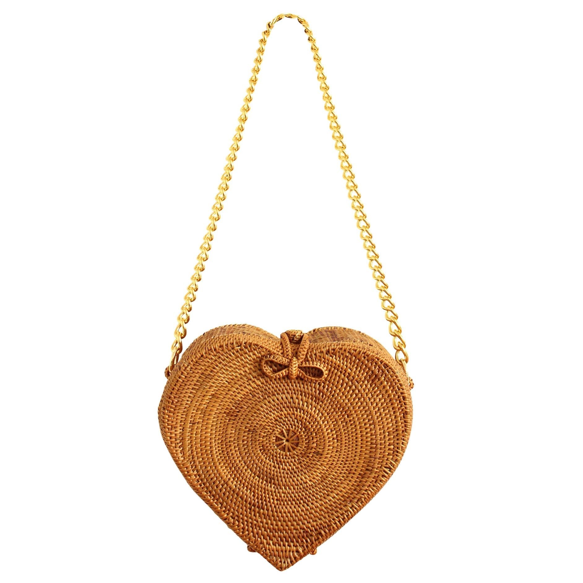 CINTA Atta Rattan Shoulder Bag In Natural Brown - Diazza