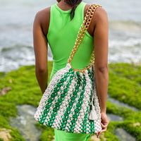 COLETTE Macrame Beach Bag In Green X Off - White - Diazza