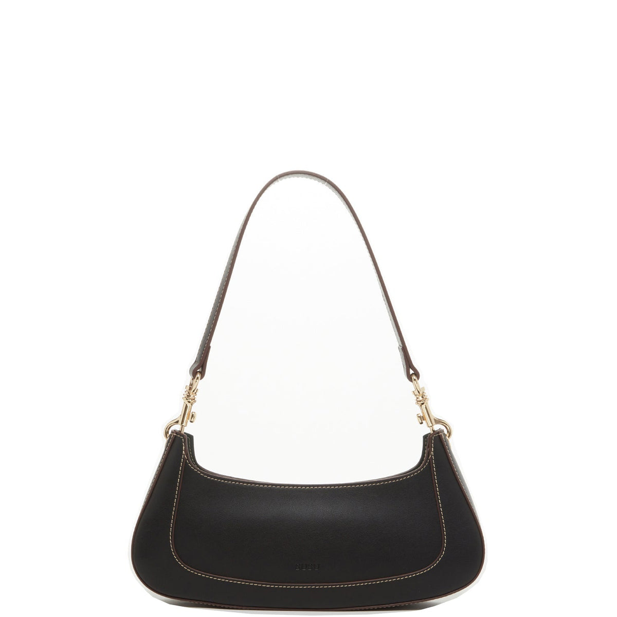 EAST WEST — Black Leather Baguette Shoulder Bag - Diazza