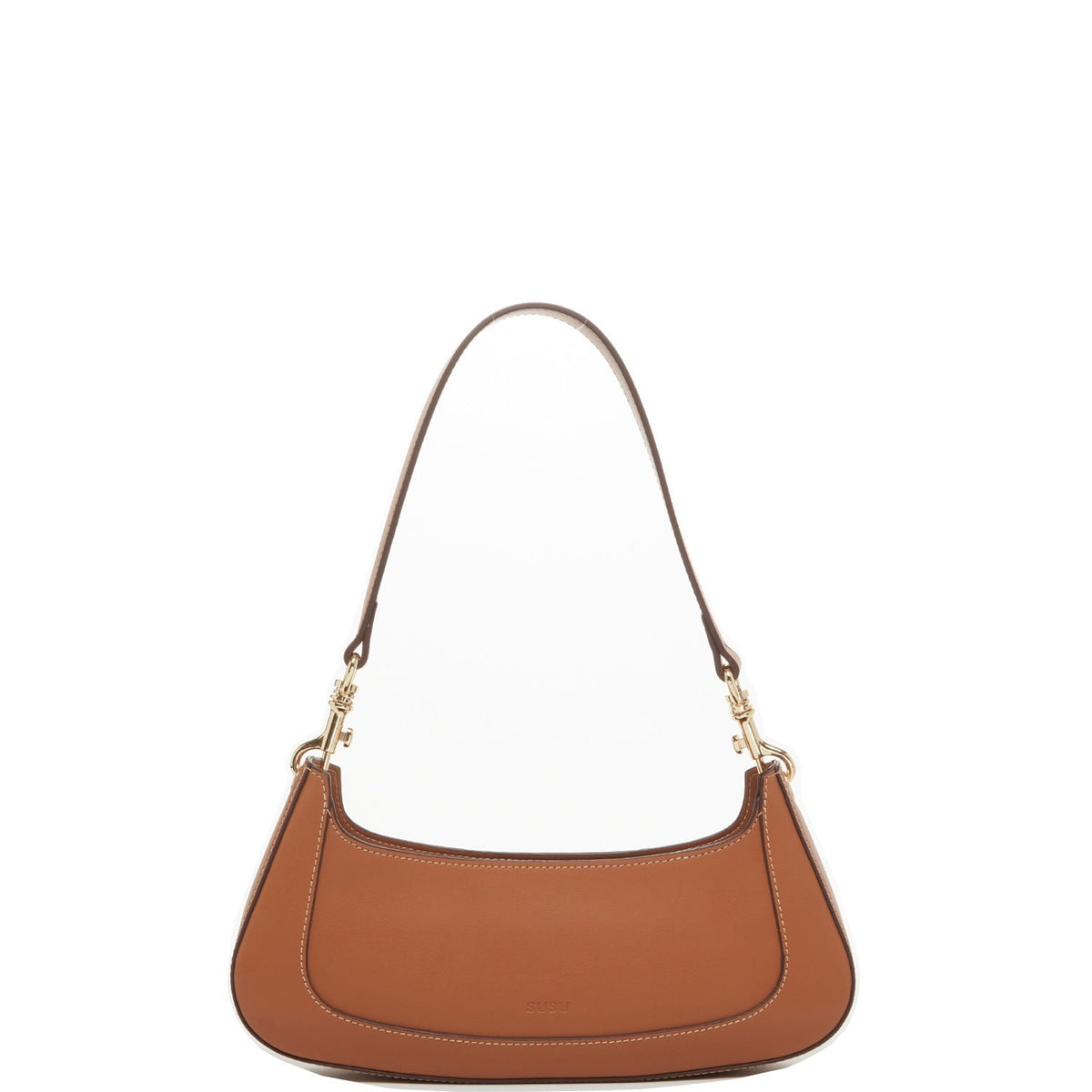 EAST WEST — Brown Leather Baguette Shoulder Bag - Diazza