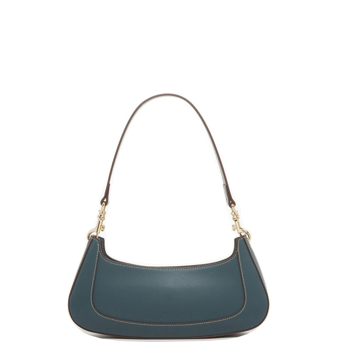 EAST WEST — Deep Blue Leather Baguette Shoulder Bag - Diazza