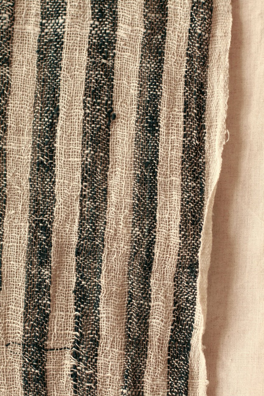 Fatima Hand - loomed Raw Cotton Scarf, in Black - Diazza