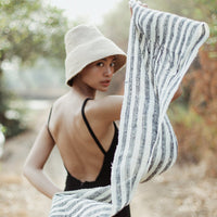 Fatima Hand - loomed Raw Cotton Scarf, in Black - Diazza