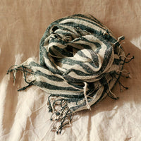 Fatima Hand - loomed Raw Cotton Scarf, in Black - Diazza