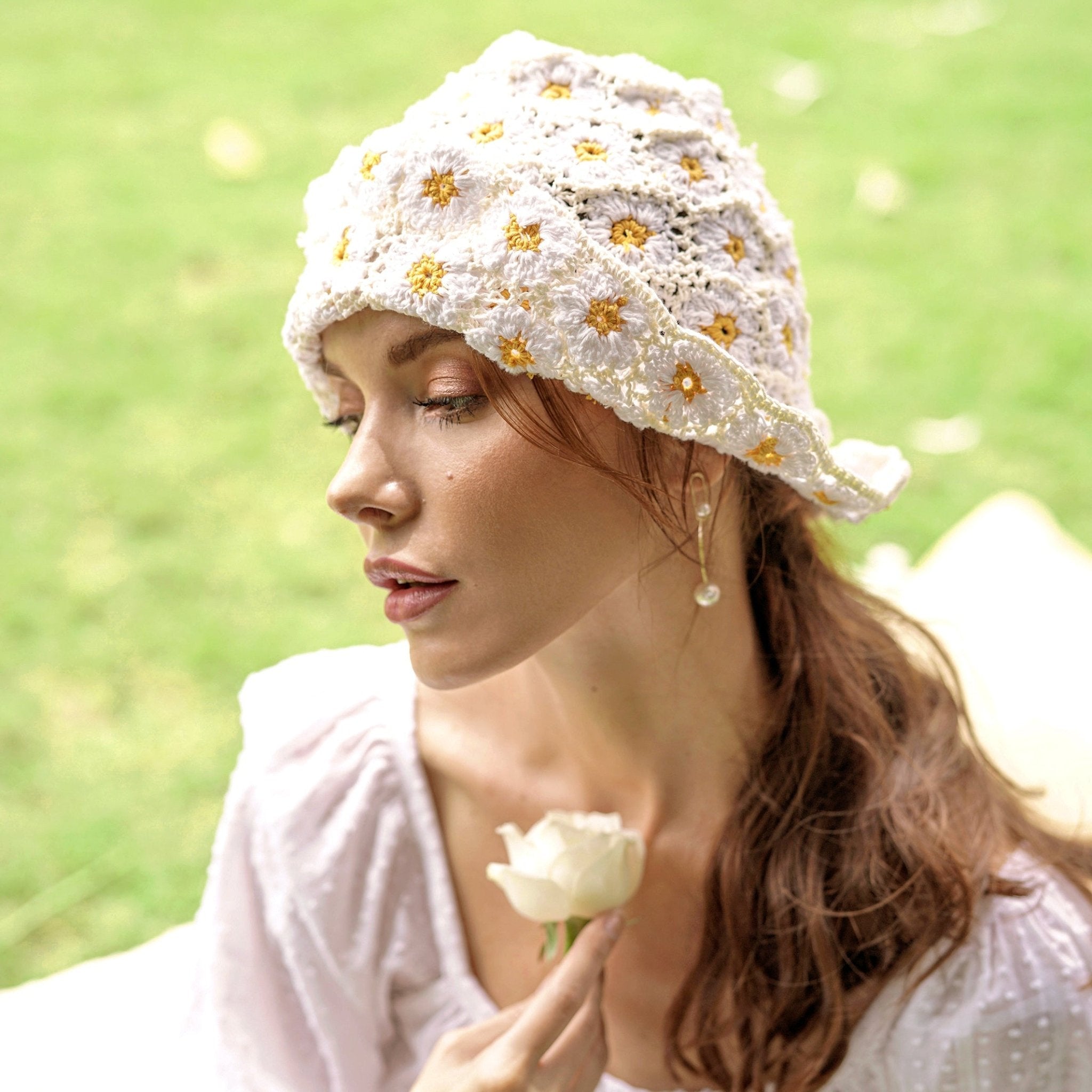 FLORA Crochet Hat In Off White - Diazza