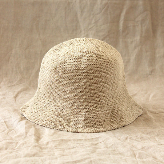 FLORETTE Crochet Bucket Hat In Nude White - Diazza