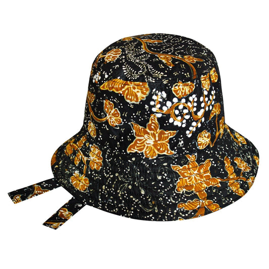 JASMINE Chinoiserie Batik Hat In Brown and Black - Diazza